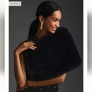 Anthropologie Faux Fur Stole - black